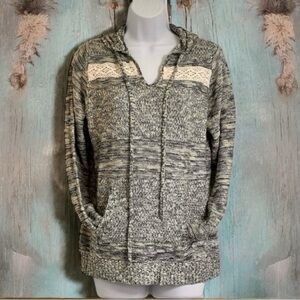 One World Pull Over Sweater Sz PL Kangaroo Pockets Hoodie‎ Blue Long Sleeves